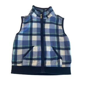 4/20$ Carter's Blue and White Plaid Fleece Sleeveless Vest size 24 months